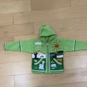 Handmade sweater from Peru
Multi color greens 
Measures size 2 to 3 T